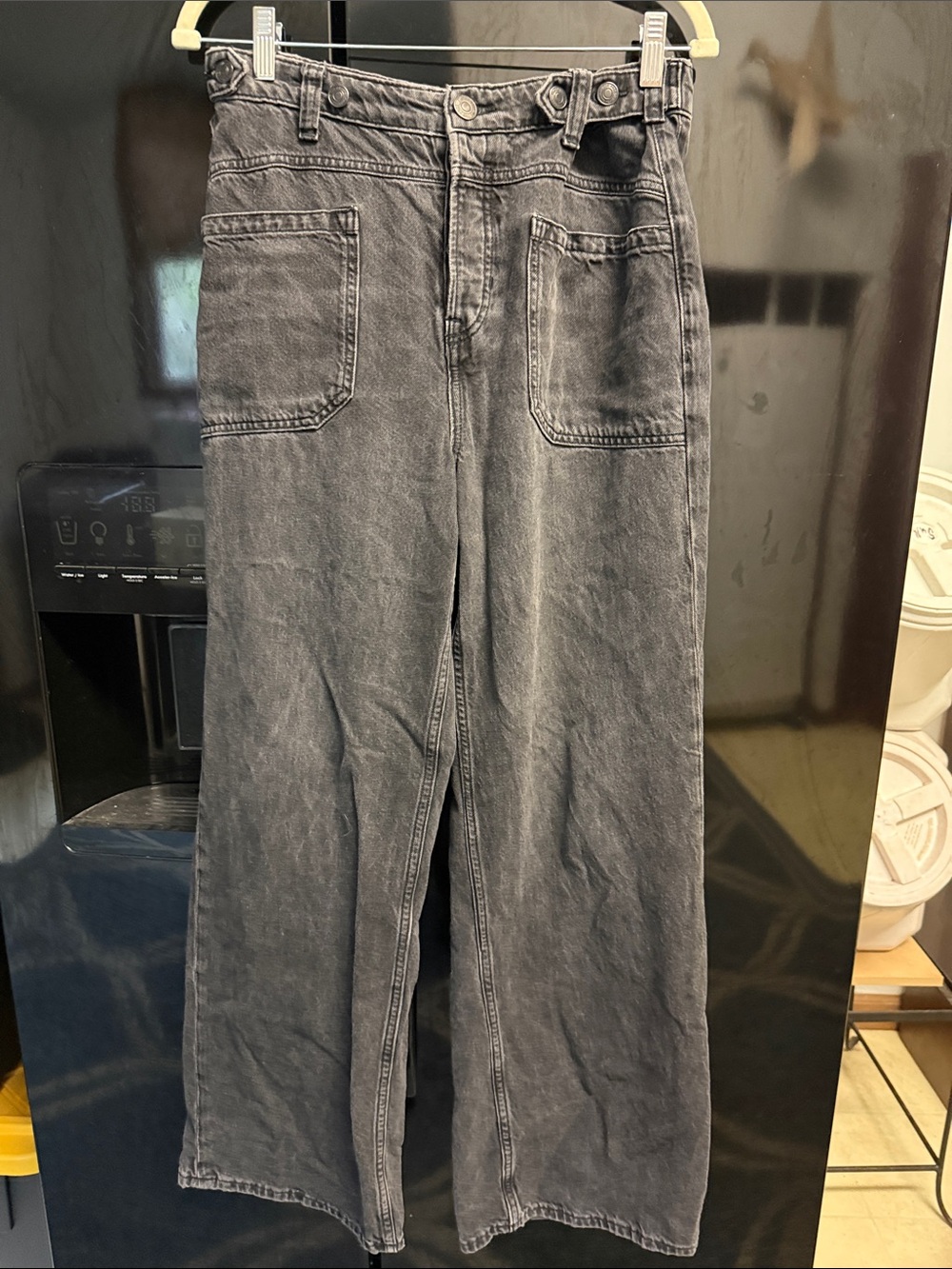 We The Free Women’s Wide Leg Washed Black Jeans with adjustable waist band